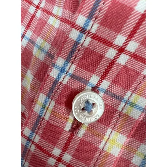Southern Tide Shirt Mens Medium M Long Sleeve Button Up Stretch Peach Coastal - Picture 6 of 7